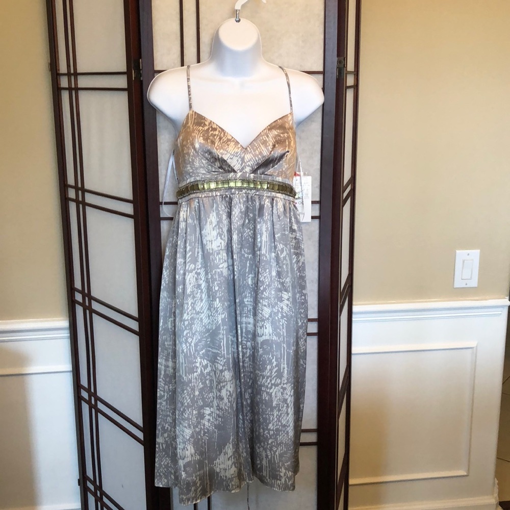 NWT OC Oleg Cassini silver dress